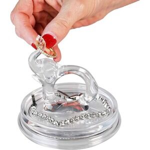 Elephant Acrylic Ring Holder Dish, Cute Bedroom Jewelry Tray, Fun Trinket Pla...
